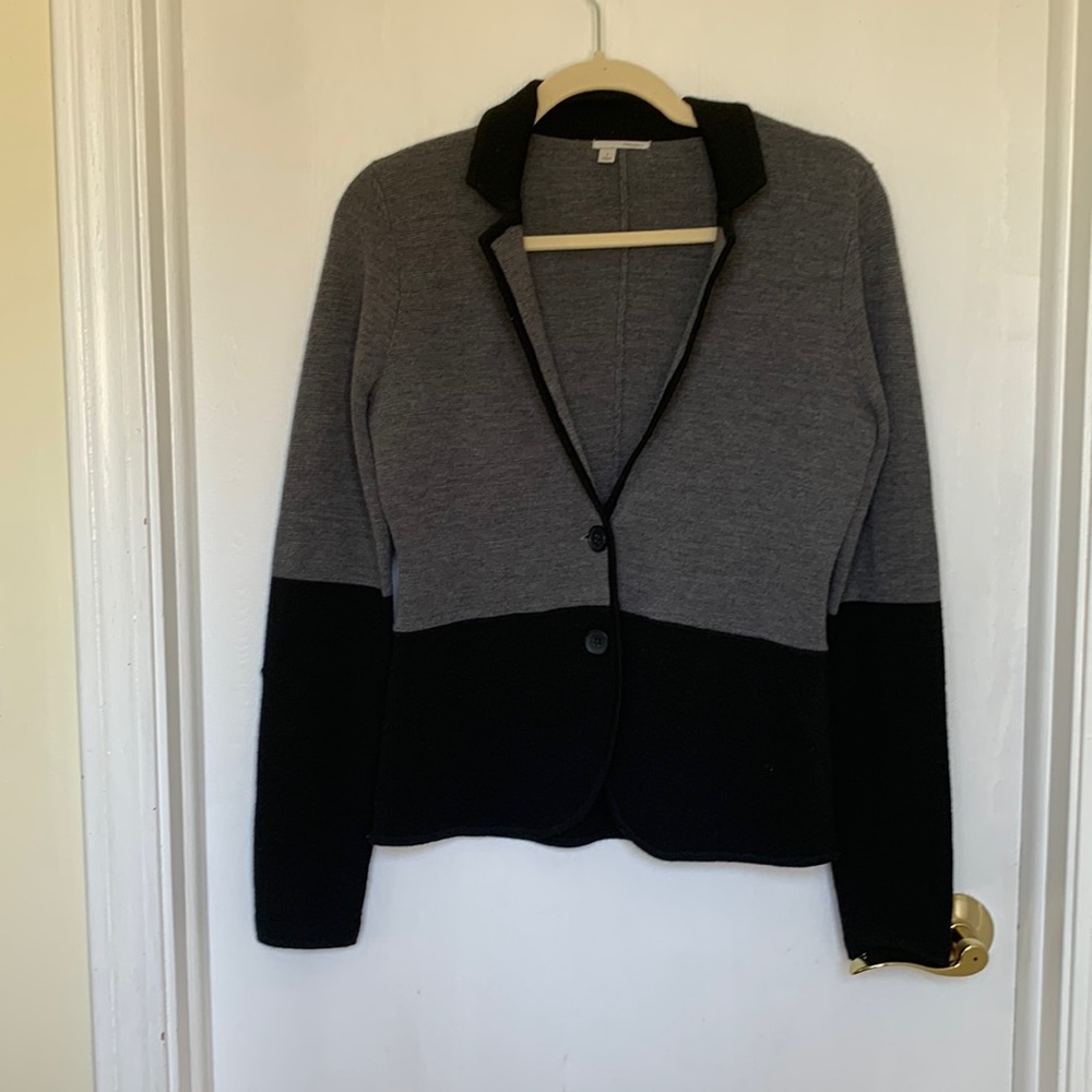 Halogen like-new colorblocked merino wool sweater-blazer